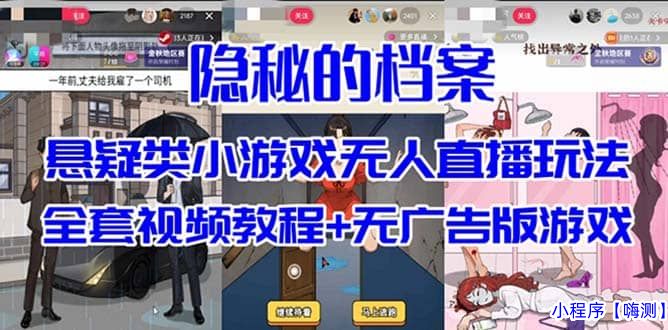 抖音爆火的悬疑解谜小游戏【隐秘的档案】无人直播玩法【教程+游戏+工具】